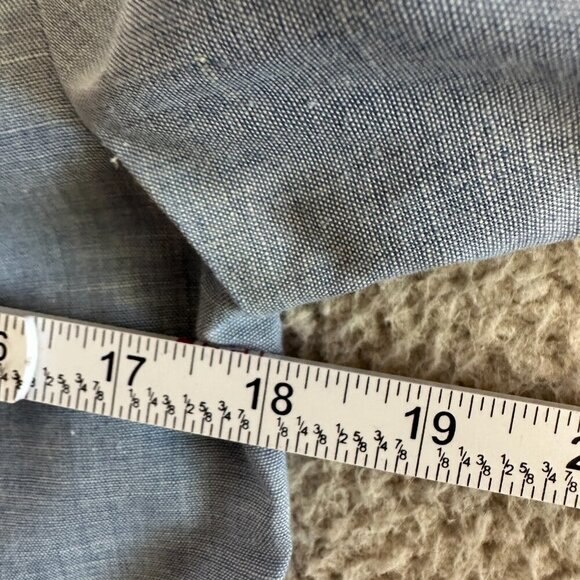 Vintage 70s Western Patchwork Button Shirt Womens Chambray Denim - Picture 14 of 16